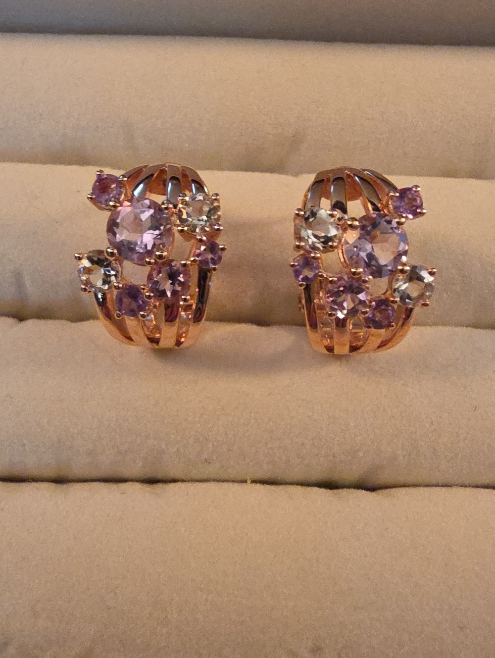 QVC Affinity Rose Gold Over Silver Amethyst Earrings